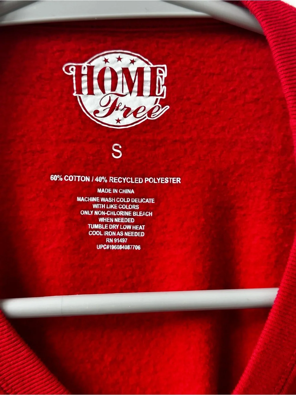 Holiday 'HO! HO! HOME' Red Christmas Sweatshirt with Green Tree Print